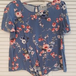 Floral Tie waist Flutter sleeve blouse
